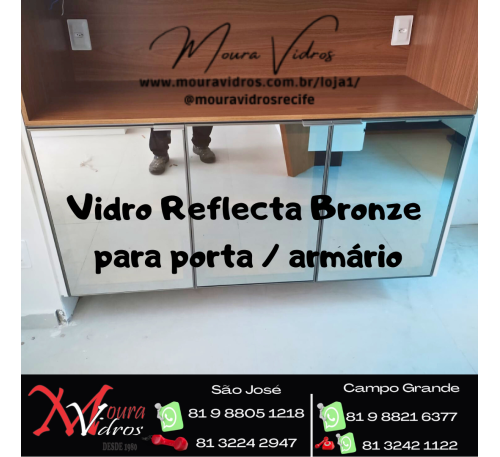 Vidro Reflecta Bronze para p orta armário